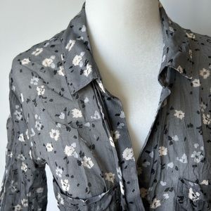 Gray Floral Blouse